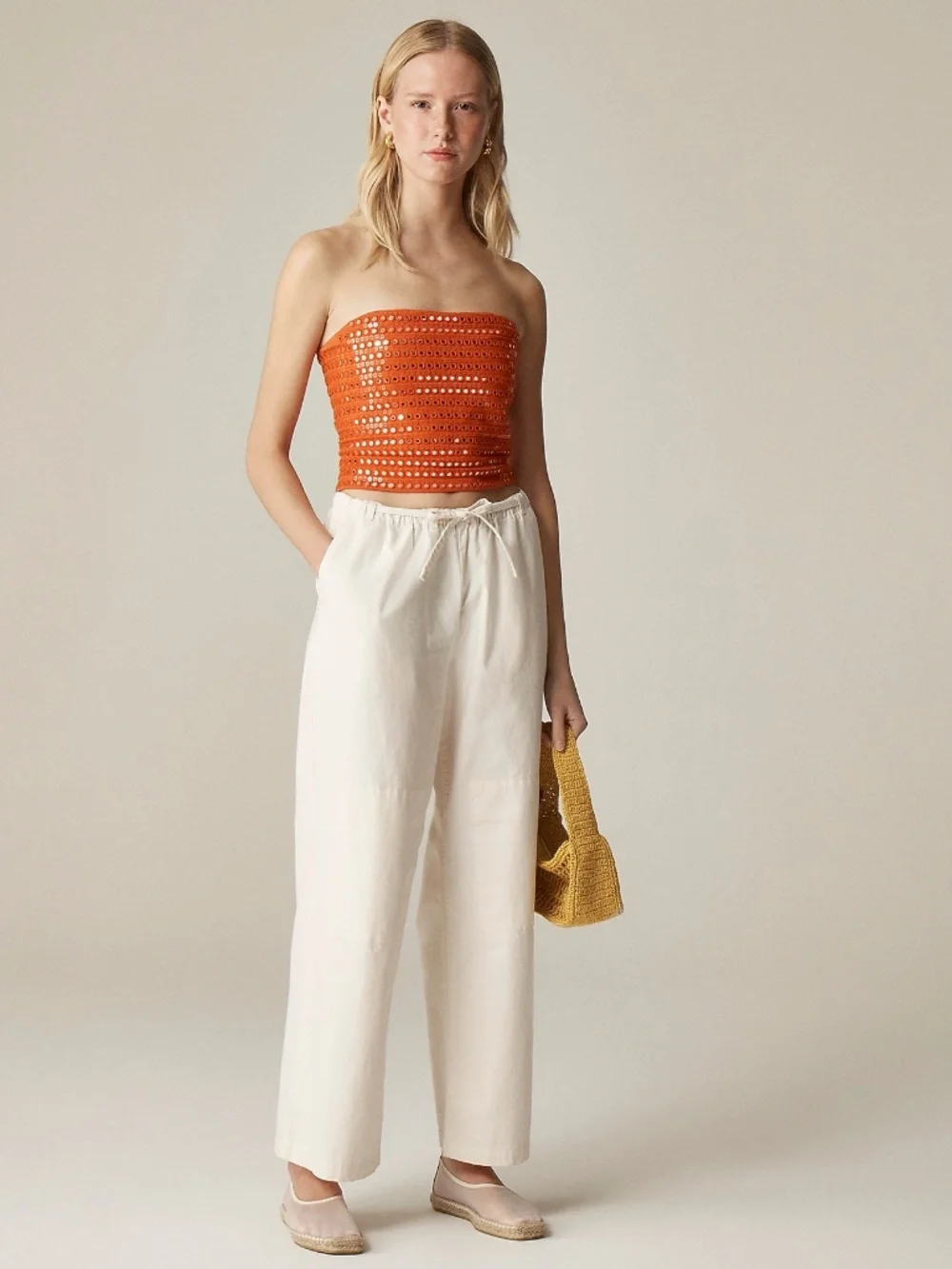 New JCREW Size S Relaxed Utility Pant in Cotton Blend in Summer Linen $138 CK017